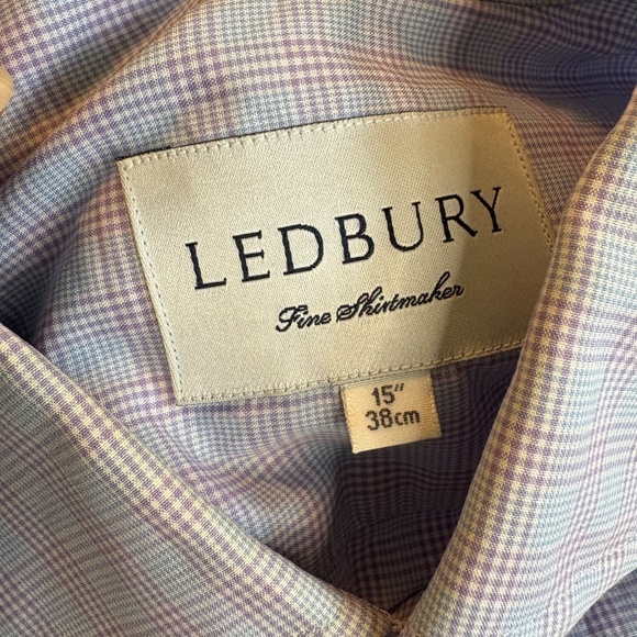 Ledbury Slim Fit Button-up Shirt, Small, 15 - Blue, Purple & White Office Preppy - Picture 2 of 10